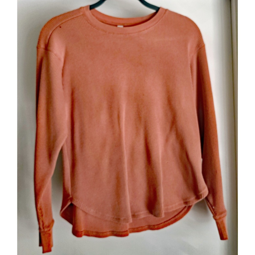 Uniqlo Women XS Long Sleeve T-Shirt Pink Solid Crew Neck Cotton Top Tee